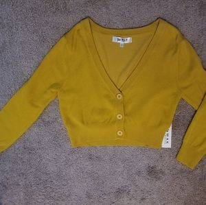 Small mustard yellow yemak crop cardigan unique vintage pinup